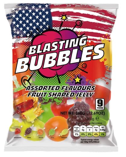 AMERICAN BLASTING BUBBLES FRUIT SHAPE JELLY 360GR