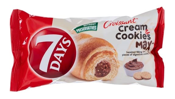 7 DAYS HAZELNUT & COOKIES CROISSANT 80GR